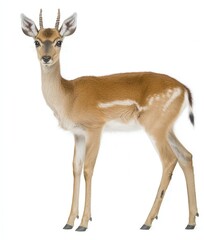 Fototapeta premium A red deer stag positioned against a white backdrop, remastered