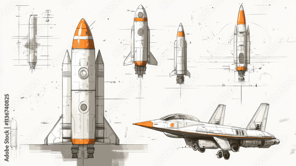 Poster alien spaceship game icons vector set. funny rockets, ufo shuttles cartoon collection illustrations 