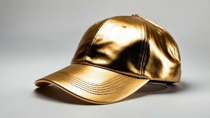 Fototapeta premium aesthetic gold baseball cap isolated on plain white background