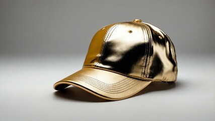 Fototapeta premium aesthetic gold baseball cap isolated on plain white background
