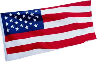 Fototapeta premium American flag boldly displayed against a clean, white background, capturing the essence of patriotism and national pride in a creative design