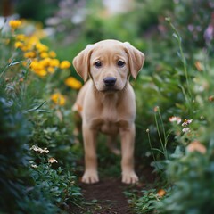 Adorable Golden Retriever Puppy in a Garden