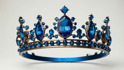 aesthetic blue themed crown isolated on plain white background