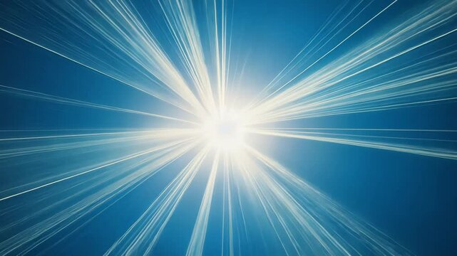 Bright Summer Sunlight Rays Vector Illustration in a Blue Sky Background
