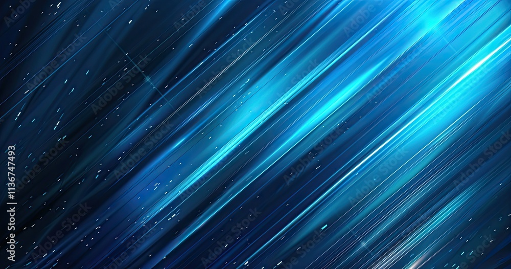 Poster abstract blue light streaks creating a dynamic and modern visual effect.