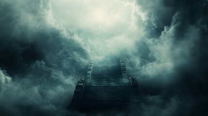 Fototapeta premium Stone stairway ascending into a cloudy sky
