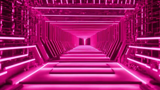 Futuristic Neon Laser light tunnel. neon light abstract background