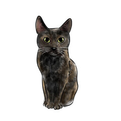 Cute cat pet watercolor style illustration