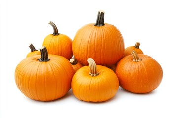 Colorful Variety of Pumpkins isolated on white. Autumn. Types of Squash cut out. Vibrant diverse collection of pumpkins in various colors and sizes. Assortment of multi colored decorative gourds