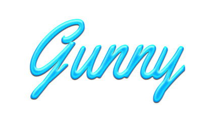 Glowing blue effect of name Gunny on white background.