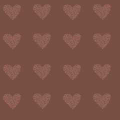 Seamless pattern for Valentine’s Day with hearts consisting of pink outlines of hearts on a mocha mousse background. Perfect for textile, fabric, wrapping paper, backdrop, bedding