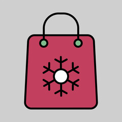 Winter shopping bag vector icon