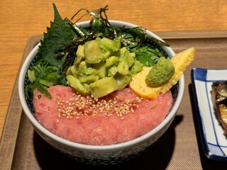 Tuna and Avocado Donburi with Wasabi and Sesame Seeds
