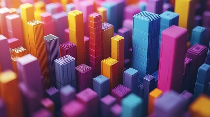 Colorful Abstract Urban Cityscape Interpretation