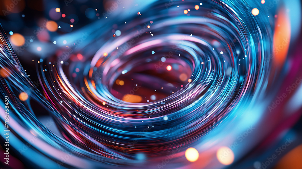 Aufkleber swirling colorful abstract light patterns with glowing particles