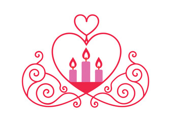 Romantic Candlelight Hearts Vector Design.