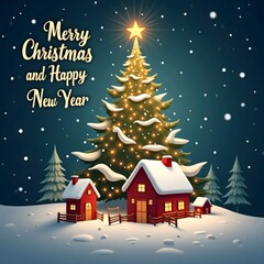 Fototapeta premium Disfruta de una Navidad mágica y un Año Nuevo lleno de alegría y amor. 