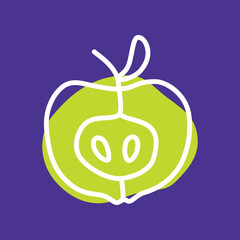 Apple doodle icon or logo, hand drawn with thin line. Isolated on white background. Vector illustration