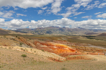Obraz premium Altai Mars number one (multicolored mountains). Kyzyl Chin valley, also called as Mars valley. Chagan Uzun village, Altai republic, Russia. 