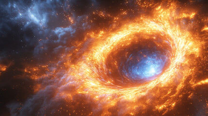 Obraz premium An explosive cosmic depiction showcasing vibrant colors and motion.