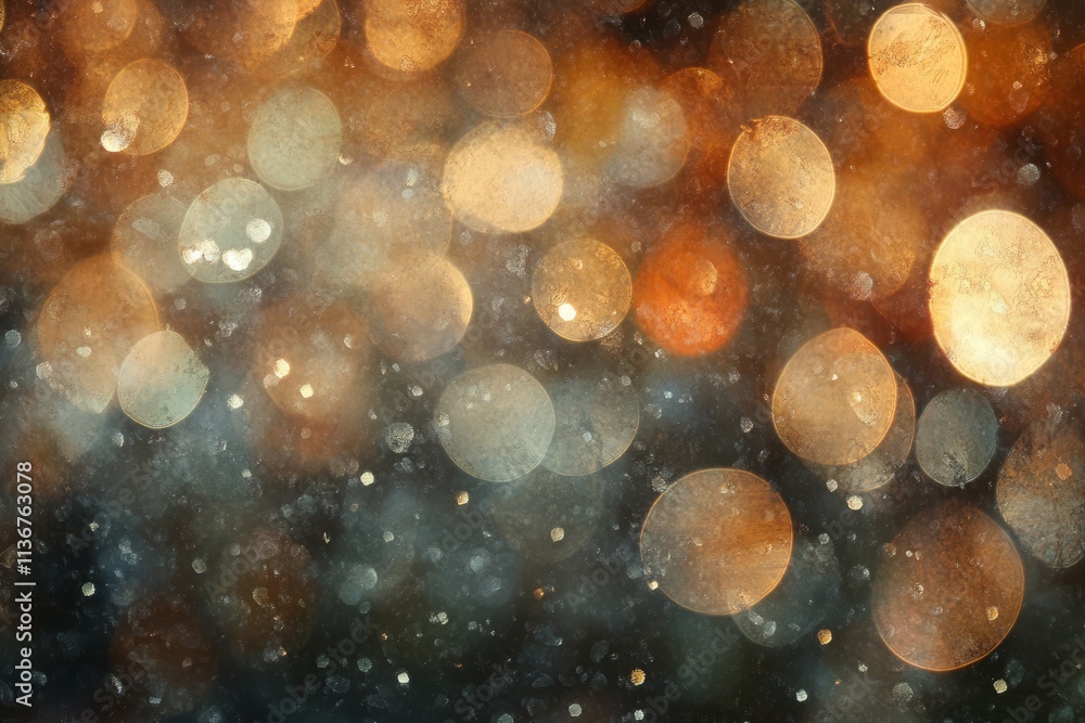 Poster bokeh texture with heart shapes creating a romantic and festive atmosphere in soft, blurred light
