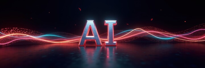 A vibrant representation of AI with dynamic light effects, symbolizing innovation and technological advancement in the digital age.