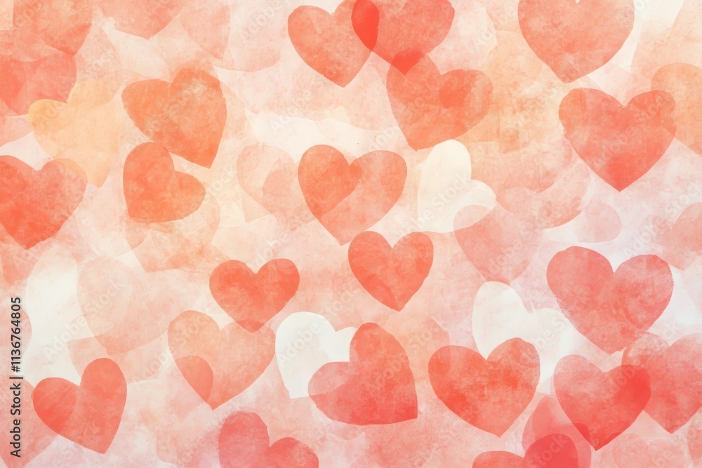Poster bokeh effect texture featuring soft hearts in a warm color palette for romantic or festive backgroun
