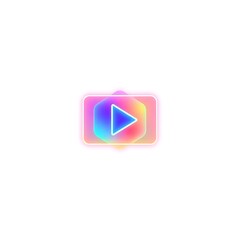 Fototapeta premium Neon Play Button: A vibrant, holographic play button icon with a neon glow, perfect for adding a modern and futuristic touch to your digital designs. 