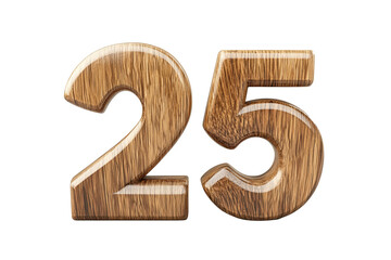 2025 Happy New Year 3d wooden number isolated on white background, transparent background
