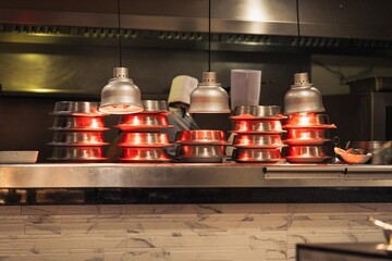 Dishes ready to be served in the restaurant