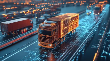 Futuristic Transportation: Autonomous Cargo Trucks on Digital Highway
