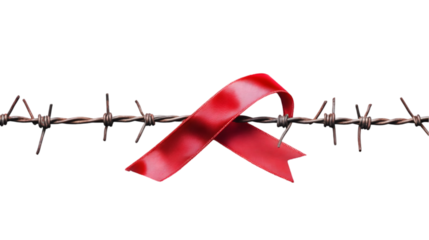 Red Ribbon Hope  Barbed Wire  AIDS Awareness  Global Crisis  Symbol