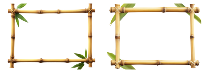 Collection set of Empty horizontal bamboo frame isolated