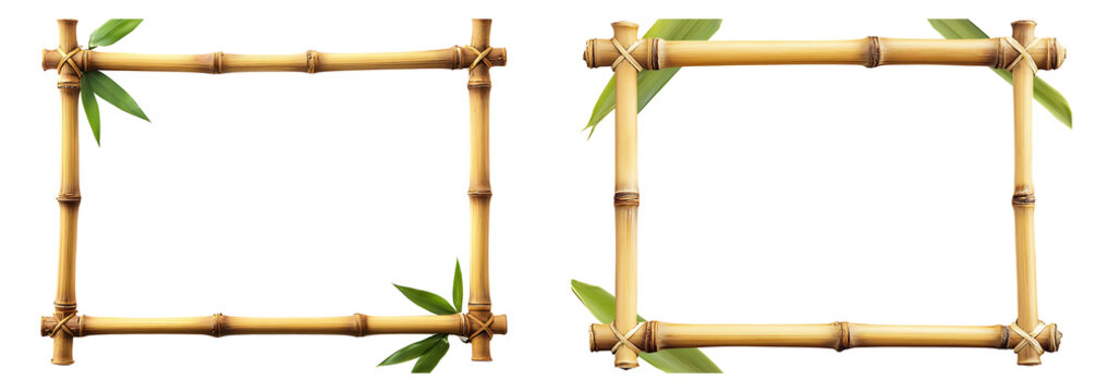 Collection set of Empty horizontal bamboo frame isolated