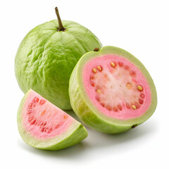 Guava is a tropical fruit with a sweet, tangy flavor, green or yellow skin