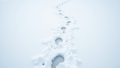 Footprints in the snow leading into a snow-covered landscape