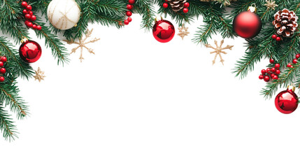 A festive Christmas border design, isolated on a transparent background, perfect for holiday cards, decorations, or seasonal-themed designs.