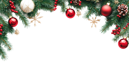 A festive Christmas border design, isolated on a transparent background, perfect for holiday cards, decorations, or seasonal-themed designs.