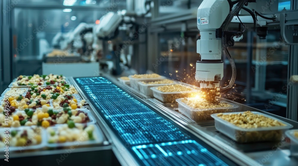 Poster automated food processing in a modern factory