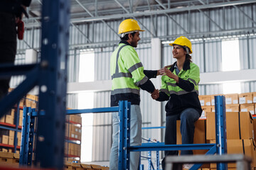 The staff is working in the office document storage area. The warehouse workers are checking the stock on the shelves in the production department.