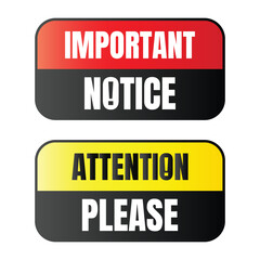 Important notice announcement sign design, Important notice warning message illustration, Public awareness sign