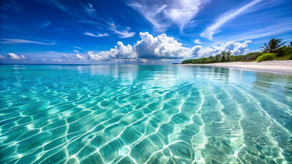 Fototapeta premium Crystal clear ocean water, blue and white, representing natural purity