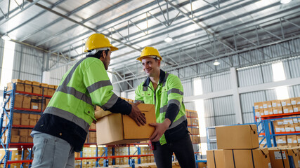 The staff is working in the office document storage area. The warehouse workers are checking the stock on the shelves in the production department.