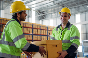 The staff is working in the office document storage area. The warehouse workers are checking the stock on the shelves in the production department.
