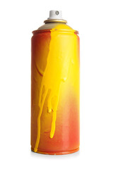 Spray paint can on white background