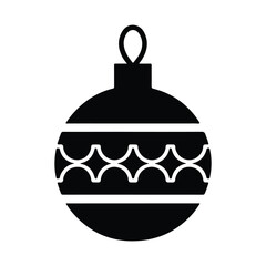Merry Christmas Black and White Holiday Bauble ornament silhouette vector Illustration.