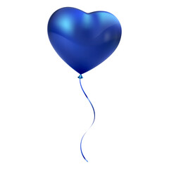 Blue heart shaped 3d balloon single isolated on transparent background cutout