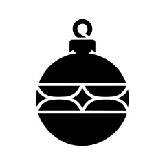 Fototapeta premium Christmas Bauble Ornament Silhouette Vector. Black and White Holiday Bauble Illustration.