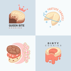 Modern fortune cookies and cookies logo branding shop