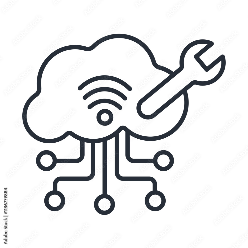 Poster cloud services icon. vector.editable stroke.linear style sign for use web design,logo.symbol illustr